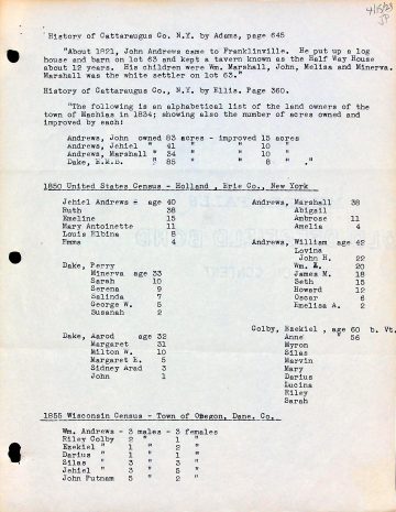 ANDREWS Census 2 N.Y. to Wisc. 1850 1855